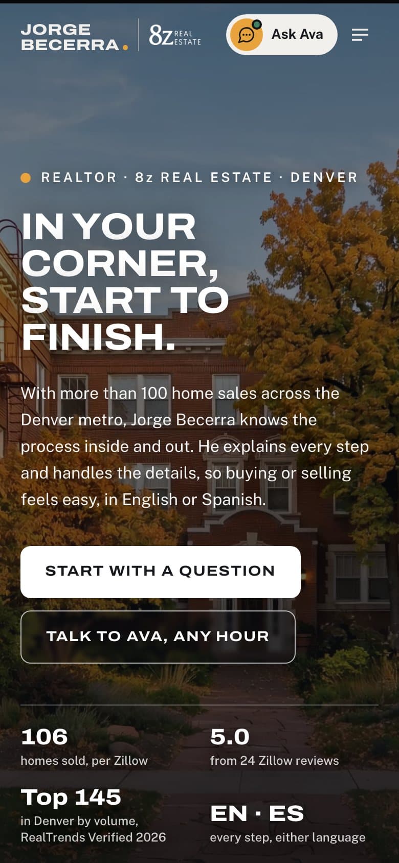 Jorge Becerra's site on a phone