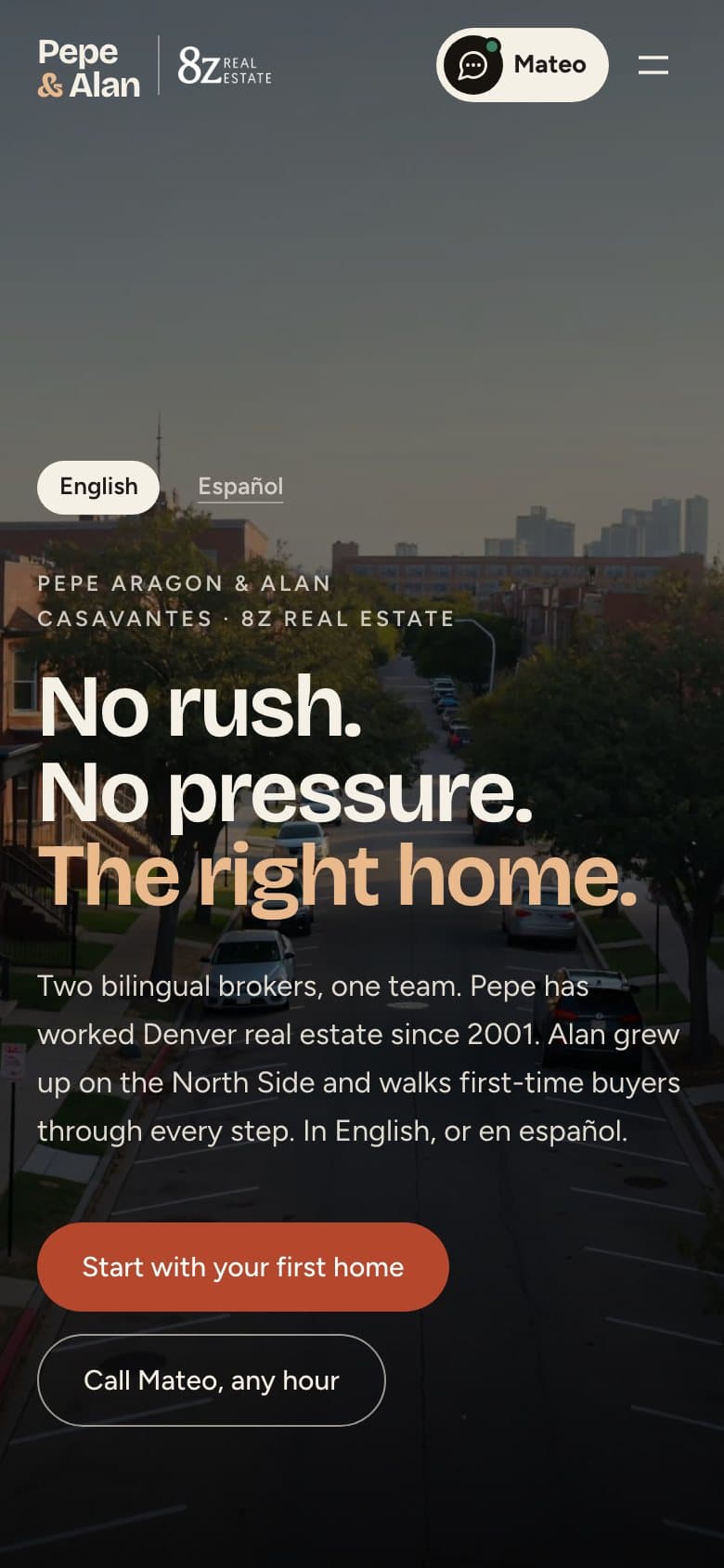 Pepe Aragon and Alan Casavantes's site on a phone