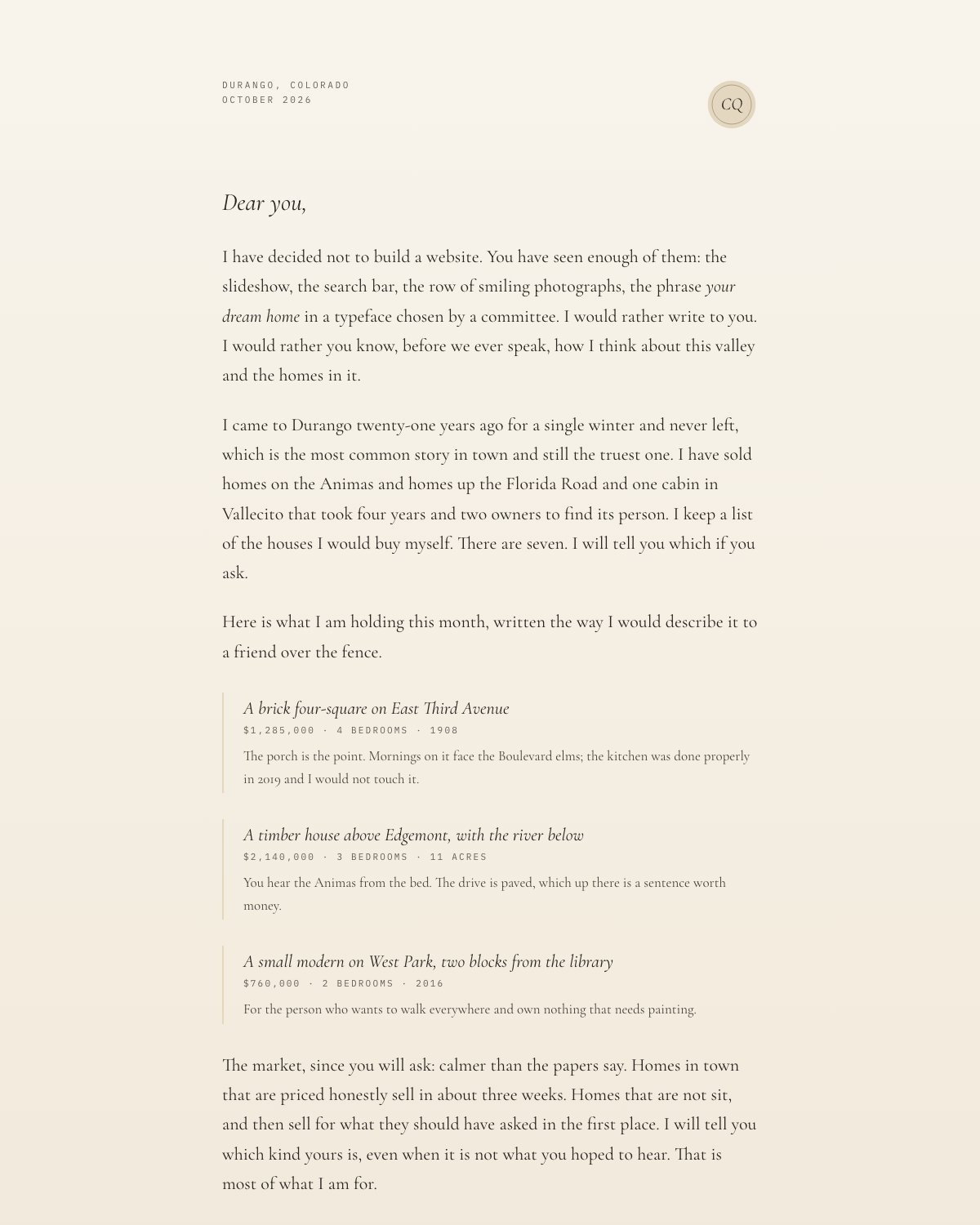 The Letter, a vision study